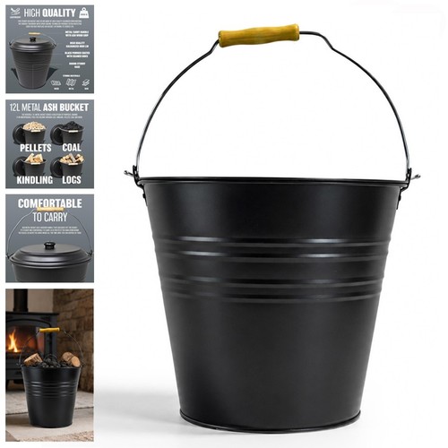 12l metal ash bucket - bucket, lid