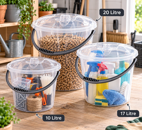 Plastic clear bucket - clear, with