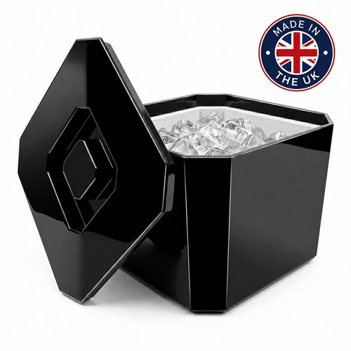 Black insulated ice bucket - black,