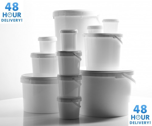 Plastic buckets tubs white - plastic,