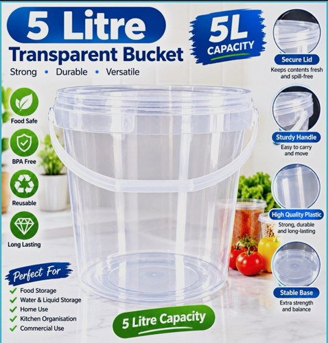 Clear plastic round - 5,
