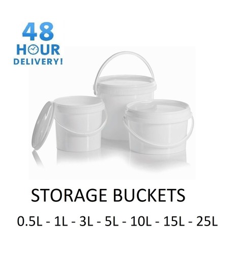 Plastic buckets tubs - tubs, white