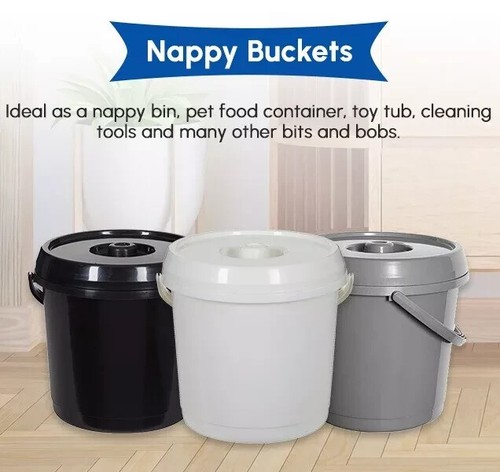 Plastic nappy bucket with - bucket, lid