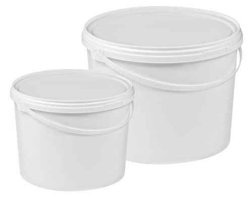 White plastic buckets - white,